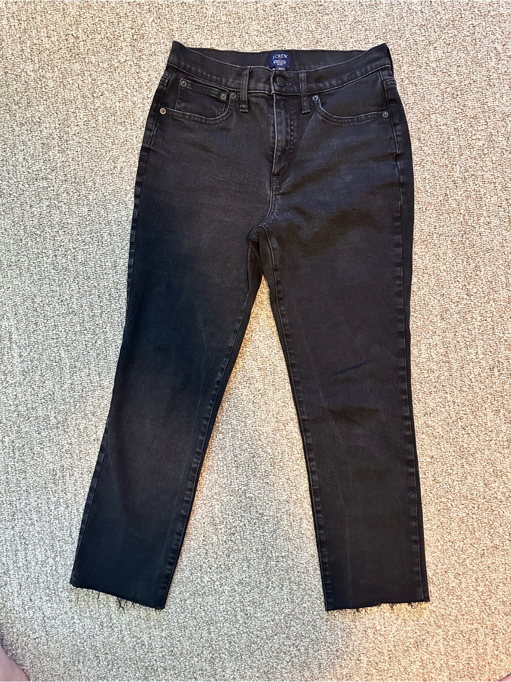 J. Crew Factory Women's Black High-Rise Essential Straight Jeans
